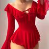 Vestido Sexy de Malla Transparente Europeo y Americano Personalizado de un Hombro Pura Lust Uniforme Sexy Lencería Chica Sexy de Manga Larga