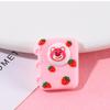 Nuevas zapatillas con hebilla de cordón transparente con purpurina y diseño de oso de fresa de dibujos animados, zapatos con hebilla decorativa, zapatos de flores para niños, regalo a juego DIY