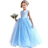 Aliexpress Vestido Azul Infantil Elegante Vestido de Princesa 2026 Comercio Exterior Europeo y Americano Vestido de Pasarela para Actuación de Piano de Niñas