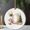 Adornos navideños 26 letras del alfabeto pequeño ciervo colgante acrílico 2D árbol de Navidad decoración del hogar navideña