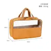Bolsa de Tocador de Papel Kraft Lavado Vintage, Organizador de Viaje Impermeable de Gama Alta, Bolsa para Guardar Labiales, Bolsa de Maquillaje de Gran Capacidad