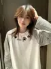 Camiseta de Manga Larga Raglán a Rayas Bloque de Color Estilo Ins Dulce para Mujer, Principios de Otoño Holgada Casual Estilo Perezoso Versátil Cuello Redondo