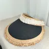 Sombrero de Sol de Paja Raffia con Parte Superior Abierta para Mujer, Moda de Verano Cubre Rostro Protección UV Sombrero de Sol para Playa al Aire Libre