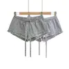 2605-2 Shorts Xadrez de Cintura Ajustável com Babados, Estilo College Emagrecedor Que Faz as Pernas Parecerem Mais Longas, Shorts com Amarração na Cintura, Estilo Primavera 26 para Meninas da Moda