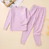Conjunto de Ropa Interior Térmica de Otoño e Invierno para Adolescentes, Lana y Seda, Pijama Caliente para Niños, Ropa Interior con Forro de Polar para Estudiantes Niñas para Invierno