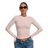 Roupa de yoga de manga comprida, justa, modeladora de barriga, roupa de ginástica de alta intensidade, top de manga comprida para Pilates, corrida e esportes 2624