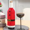 Funda de Botella de Vino Navideña, Portabotellas Tejido a Rayas, Decoración Festiva para Cocina Mesa de Comedor, Envoltura de Regalo de Navidad para Vino Tinto
