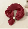 Bufanda de Satén Imitación Seda, Bufanda Magnética de Moda Estampada de Lujo Ligero, Bufanda Perezosa, Bufanda para el Cuello con Perlas, Mayoreo