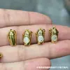 Cuentas de barril finamente elaboradas en cobre puro con incrustaciones, cuentas espaciadoras, motivos de león y danza del león, pulseras, collares y colgantes hechos a mano para DIY