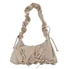 Outono Inverno Suede Retrô Estampa de Leopardo Bolsa de Axila Feminina 2026 Nova Bolsa de Mão Plissada com Laço Bolsa de Ombro Transversal