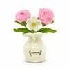 Planta en maceta de rosa tejida a mano, adorno de escritorio tejido a mano, base para jarrón de flores artificiales, flor en maceta popular transfronteriza