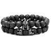 Casco espartano de circón guerrero Traje de Doble Corona Pulsera Cruzada Comercio electrónico transfronterizo Venta caliente Pulsera de piedra volcánica al por mayor