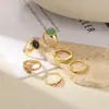 Anillo de Acero Inoxidable Europeo y Americano con Piedra Natural Turquesa Anillo de Nicho de Gama Alta Joyería para Manos de Acero de Titanio Anillo Transfronterizo