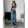 Jeans Branco de Cintura Alta Wide Leg Feminino 2024 Tendência Versátil Novo Solto Primavera e Outono Calças Retas Longas