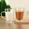 Copo Criativo Ins Listrado de Vidro para Bebidas Frias Copo de Café Japonês Doméstico de Camada Dupla Vertical Copo para Água com Gás Copo para Chá de Leite
