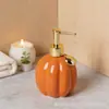 Garrafa Cerâmica Clássica em Formato de Abóbora com Dispenser de Pressão, Luxo Acessível e Aparência Sofisticada para Shampoo, Gel de Banho, Detergente de Lavanderia e Loção