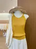 Impresionante Top Corto sin Mangas de Punto Amarillo para Mujer, Prenda Exterior o Interior de Verano tipo Bandeau