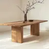 Mesa de Comedor de Madera Maciza Estilo Wabi-Sabi para Uso en el Hogar, Mesa Grande de Tablero de Cerezo de Diseñador, Escritorio de Roble Rojo y Blanco, Rectangular