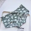 [80-120] 524 Seda de Hielo estampado lindo tiro bajo bolsa de ropa interior para mujer cadera con taladro ropa interior para mujer tiro bajo