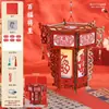 Kit de Materiales para Linterna DIY del Festival de Medio Otoño, Linterna Portátil Estilo Antiguo, Linterna de Palacio Iluminada Tradicional, Linterna de Caballo Giratorio de Madera