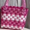 Fabricante Bolsa Cesta de Repolho Tecida em PVC Bolsa de Praia para Crianças Bolsa Pequena Bolsa de Mão Colorida Bolsa de Mão Feminina Mulheres