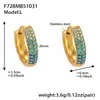 Brincos Esféricos em U de Três Fileiras de Diamante de Zircônia Cúbica de Alta Qualidade Xinyixin Banhados a Ouro 18K Real Acessível Luxo Versátil Brincos de Aço Inoxidável