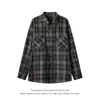 Camisa a cuadros estilo americano para mujer de primavera y otoño, nueva camisa de moda holgada retro a la moda estilo Hong Kong con un diseño único