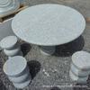 Mesa de Escultura em Pedra Granito Branco Sésamo, Mesa Redonda de Pedra para Pátio, Mesa Simples de Pedra Lascada, Fabricante com Estoque