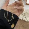 Japonês e Coreano Nova Chegada Versátil Cruz Metal Colar com Pingente Duplo em Camadas Moda Versátil Corrente para Clavícula Joias Mulheres B190