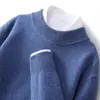Suéter de Lana de Cuello Medio Alto Nuevo para Otoño e Invierno Suéter Básico Plano Engrosado para Hombre Color Sólido Holgado Camisa de Punto Básica para Negocios
