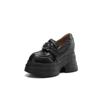 Zapatos de Salón de Tacón Super Alto de 12 cm de Punta Redonda de Cuero con Plataforma Impermeable de Fondo Grueso con Hebilla Zapatos Flojos