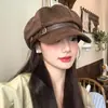 2026 Nuevo Boina Maillard Hace que la Cara se Vea Más Pequeña Versátil Sombrero Octagonal de Pintor Casual Lana Fieltro Delgada Diseño de Ala Curva