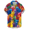 Camisa Masculina de Manga Curta Nova para o Verão de 2026 Estilo Havaiano Estampa Digital 3D Casual de Praia Top Masculino