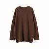 Suéter de Cachemira para Mujer Cuello Redondo Otoño e Invierno Nuevo Manga Raglán Longitud Media Cuello Redondo Talla Grande Suéter de Punto de Manga Larga