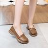 Zapatos casuales de maternidad de suela blanda de cuero de primera capa, planos antideslizantes para mujer, zapatos de madre, zapatos retro simples para mujer