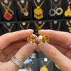 Pendientes de Aro de Cristal de Champán con Inlays Cuadrados de Té Vintage Estilo Hong Kong, Se Pueden Usar por Delante y por Detrás, Pendientes de Diseño de Nicho de Moda