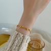 Joyería de Mano de Acero de Titanio Multicapa Sencilla Versátil Color Libre Transferencia Cuentas Redondas Pulsera Tobillera de Doble Capa Pequeña de Grano de Oro para Mujeres