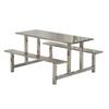 Fábrica de Mesas de Jantar de Aço Inoxidável Staff Escolar Conjunto Integrado de Mesa e Cadeiras de Jantar para 4 ou 8 Pessoas, Mesa e Cadeiras Combinadas Contra a Parede
