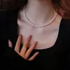 Colar de Pérolas de Ano Novo, Colar de Pérolas Naturais de Luxo Leve Nicho, Colar de Pérolas Aurora, Perfeitamente Redondo, Quase Impecável