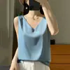 Camisola de Satén en Stock Nueva Moda Femenina Primavera/Verano 2026 Corte Ajustado Cuello en V Estilo Corto con Tirantes Anchos Camisola Interior Camiseta sin Mangas