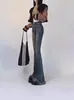 Jeans Flare Vintage de Cintura Alta para Mulheres, Novo Estilo Primavera/Verão 2024, Calça Flare com Franjas Elástica Modeladora Petite