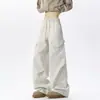 Calças de trabalho plissadas lavadas estilo americano para homens, calças casuais retas estilo vintage high street, calças largas da moda de outono