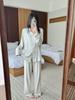 Nuevo Estilo Otoño e Invierno 3717 Conjunto Sencillo de Ropa de Casa Estilo Coreano, Pijama Suave de Manga Larga con Cuello Cuadrado para Mujer, Gris Puro