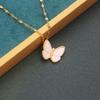 Collar de mariposa fritilaria lujo ligero al por mayor joyería de oro de 18 quilates cadena para clavícula con incrustaciones de diamantes collar simple para mujer que combina con todo no se desvanece