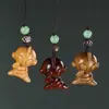 Sándalo Verde Tallado Ultraman Monstruo Pareja Cadena para Teléfono Móvil Colgante Madera Maciza Creativa Colgante para Bolsa Accesorios Personalizados para Hombres y Mujeres