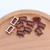Brincos de pingente de colar retangulares de vidro colorido banhados a ouro 18K real, anel duplo, acessórios de joalheria semiacabados