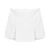 Traje blanco falda midi mujer primavera/verano 2025 nuevo estilo cruzada cadera culottes abertura cintura alta adelgazante línea A falda corta