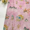 Silueta Mariposa Danza Rayón Seda Xiangyun Estampado Floral Tela Estilo Chino Vestido Qipao para Adultos Mayores Ropa Estampado
