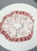 Elástico de Cabelo Scrunchie Listrado com Renda Estilo Coreano para Mulheres, Acessório de Cabelo Suave e Elegante, Elástico de Cabelo Scrunchie Estilo Coreano