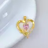 Cobre Ouro Formato de Coração Estilo Japonês e Coreano Suave e Elegante DIY Joias Feitas à Mão Cobre Zircônia Micro-Incustado Pingente Acessório